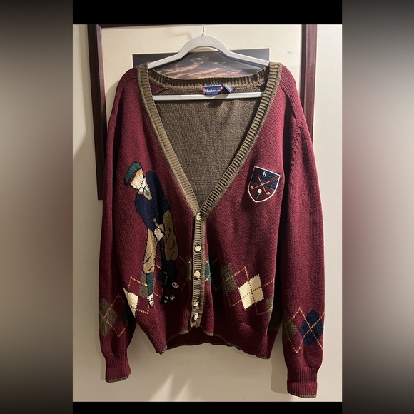 Rare Vintage Hathaway Golf Crest Cardigan